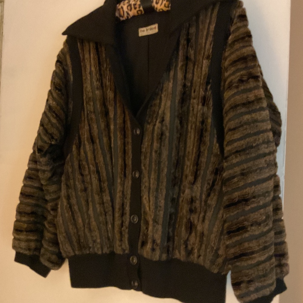 Vintage The Limited Faux Fur Jacket Black Brown